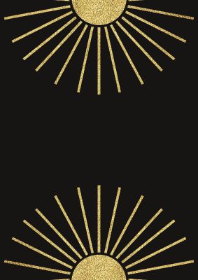 An unframed print of golden sun graphical abstract in black and gold accent colour