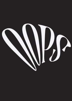 An unframed print of oops white graphical in typography in black and white accent colour