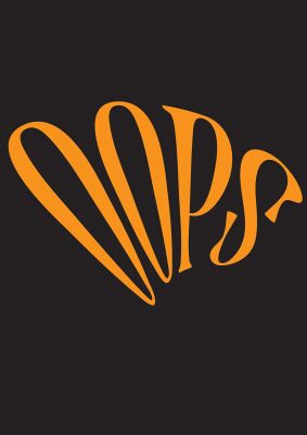 An unframed print of oops orange graphical in typography in orange and black accent colour