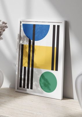 An unframed print of abstract shape two retro in multicolour and white accent colour