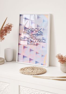 An unframed print of electric eel quote in typography in pink and lilac accent colour