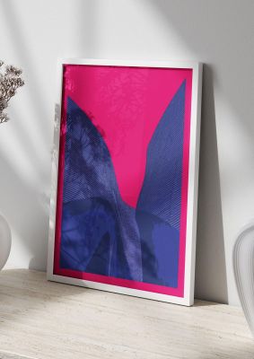 An unframed print of architecture fluro pink graphical abstract in pink and blue accent colour