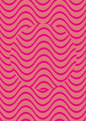 An unframed print of pink swirl graphical geometric in pink