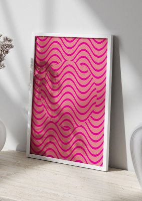 An unframed print of pink swirl graphical geometric in pink