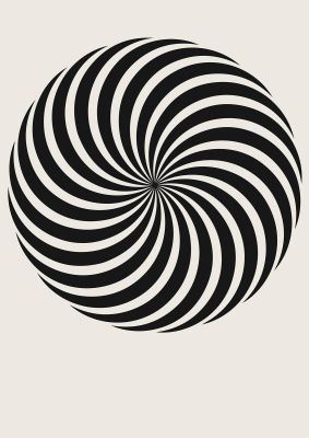 An unframed print of swirl white black graphical abstract in beige and black accent colour