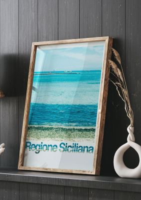 An unframed print of regione sicilia 35mm botanical photograph in aquamarine and green accent colour