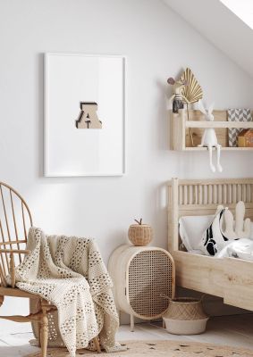 An unframed print of alphabet mix match a kids wall art in typography in beige and white accent colour