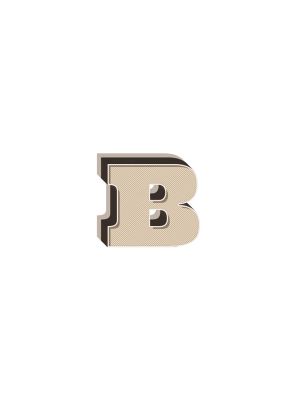 An unframed print of alphabet mix match b kids wall art in typography in beige and white accent colour