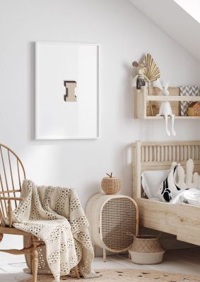 An unframed print of alphabet mix match i kids wall art in typography in beige and white accent colour