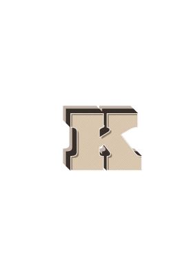 An unframed print of alphabet mix match k kids wall art in typography in beige and white accent colour
