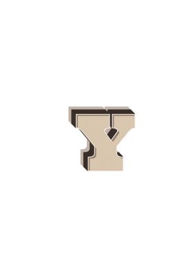 An unframed print of alphabet mix match y kids wall art in typography in beige and white accent colour