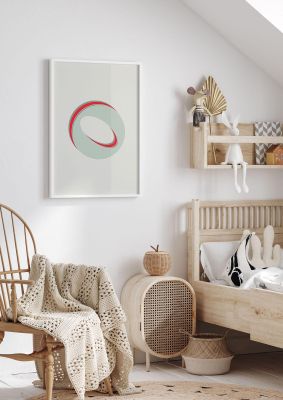 An unframed print of mix match number 0 kids wall art in typography in green and red accent colour