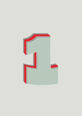 An unframed print of mix match number 1 kids wall art in typography in green and red accent colour