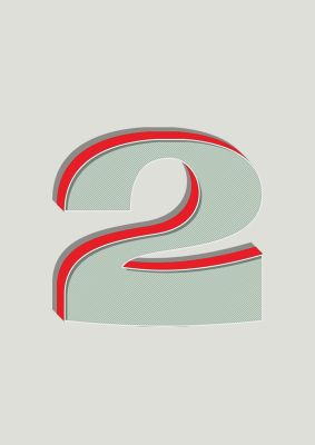 An unframed print of mix match number 2 kids wall art in typography in green and red accent colour