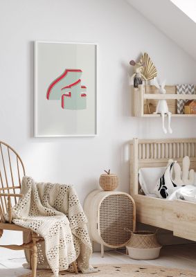An unframed print of mix match number 4 kids wall art in typography in green and red accent colour