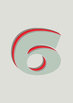 An unframed print of mix match number 6 kids wall art in typography in green and red accent colour