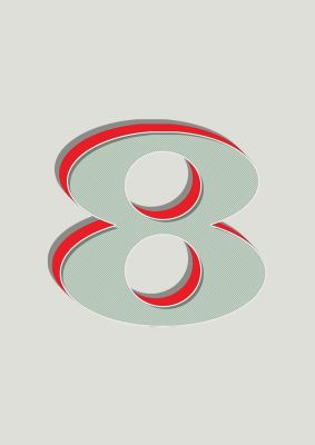 An unframed print of mix match number 8 kids wall art in typography in green and red accent colour
