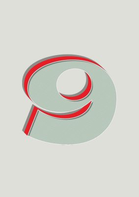 An unframed print of mix match number 9 kids wall art in typography in green and red accent colour