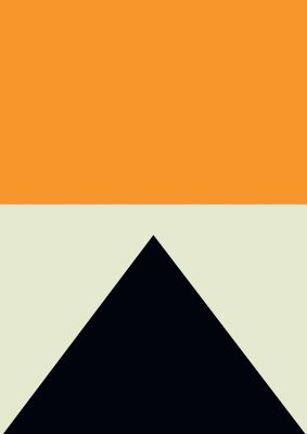 An unframed print of abstract shape mustard four graphical in orange and black accent colour