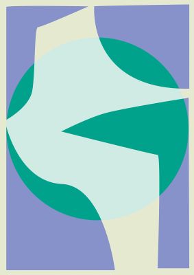 An unframed print of soft tone abstract lilac one graphical in green and purple accent colour
