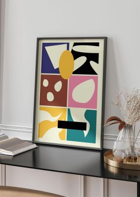 An unframed print of abstract collage mixed colour one retro in multicolour