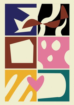 An unframed print of abstract collage mixed colour two retro in multicolour
