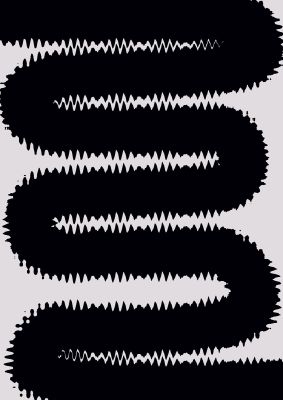 An unframed print of abstract ripple black line in monochrome