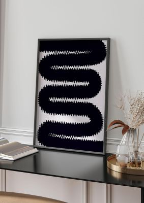 An unframed print of abstract ripple black line in monochrome