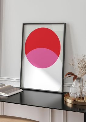An unframed print of abstract rgb shape one graphical in red and pink accent colour