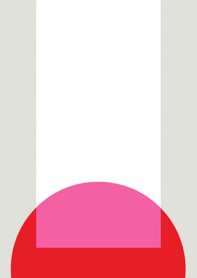 An unframed print of abstract rgb shape two graphical in white and pink accent colour
