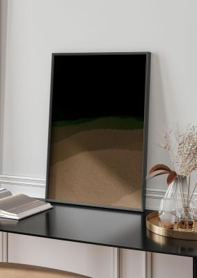 An unframed print of experimental layered graphical abstract in brown and black accent colour