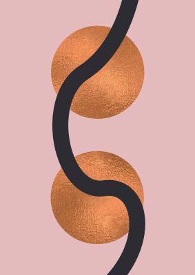 An unframed print of copper and pink abstract four graphical in pink and gold accent colour