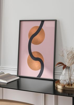 An unframed print of copper and pink abstract four graphical in pink and gold accent colour