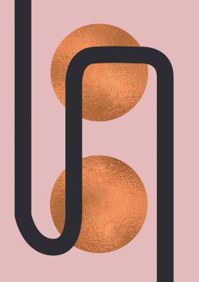 An unframed print of copper and pink abstract six graphical in pink and gold accent colour