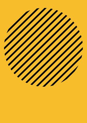 An unframed print of bee stripe one graphical abstract in yellow and black accent colour
