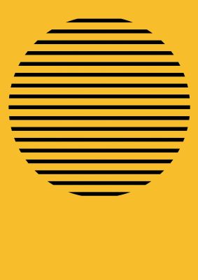 An unframed print of bee stripe two graphical abstract in yellow and black accent colour