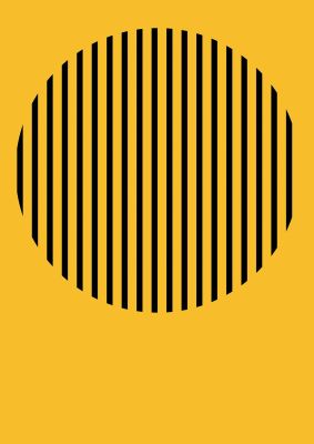 An unframed print of bee stripe four graphical abstract in yellow and black accent colour