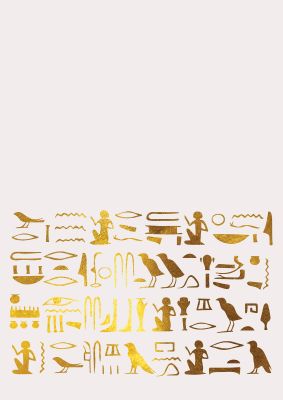 An unframed print of gold egyptian two graphical illustration in beige and gold accent colour