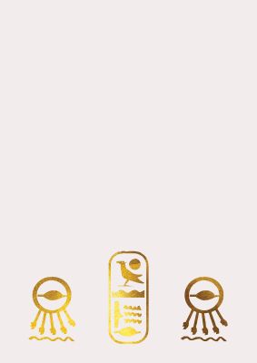 An unframed print of gold egyptian three graphical illustration in beige and gold accent colour