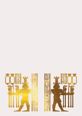 An unframed print of gold egyptian four graphical illustration in beige and gold accent colour