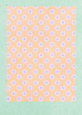 An unframed print of retro pattern light version pattern abstract in orange and green accent colour