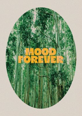 An unframed print of mood forever quote jungle botanical in typography in green and yellow accent colour