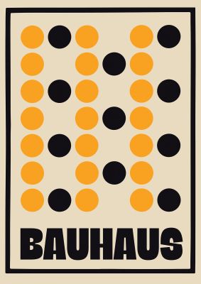 An unframed print of spot bauhaus retro in beige and yellow accent colour