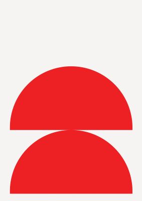 An unframed print of red stack graphical illustration in red and white accent colour