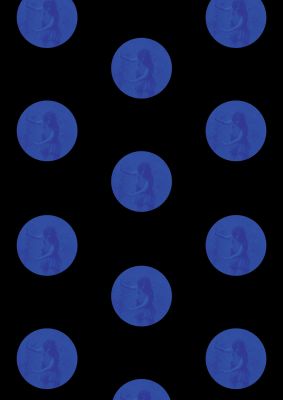 An unframed print of bohemian polka dot graphical illustration in black and blue accent colour