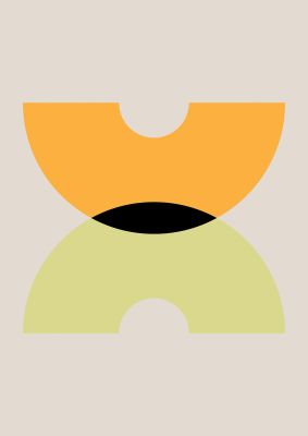 An unframed print of graphic arch yellow one graphical illustration in beige and yellow accent colour