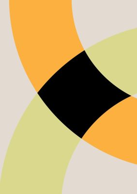 An unframed print of graphic arch yellow five graphical illustration in green and yellow accent colour