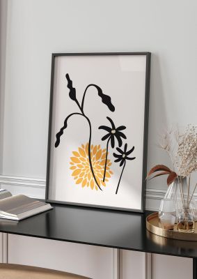 An unframed print of mustard flower series one botanical illustration in white and yellow accent colour