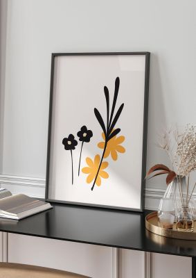 An unframed print of mustard flower series two botanical illustration in white and yellow accent colour