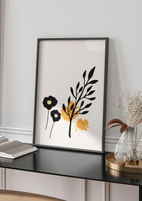 An unframed print of mustard flower series three botanical illustration in white and yellow accent colour